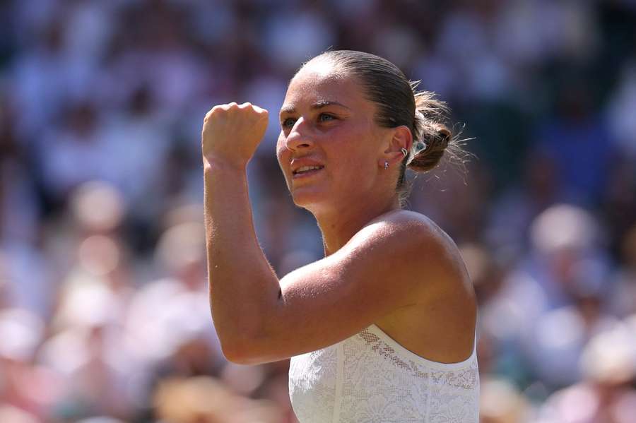 Marta Kostyuk reacts during her quarter-final match against Jasmine Paolini Marta Kostyuk reacts during her quarter-final match against Jasmine Paolini