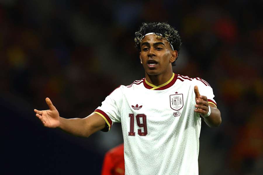 Lamine Yamal lors de ce rassemblement de mars.