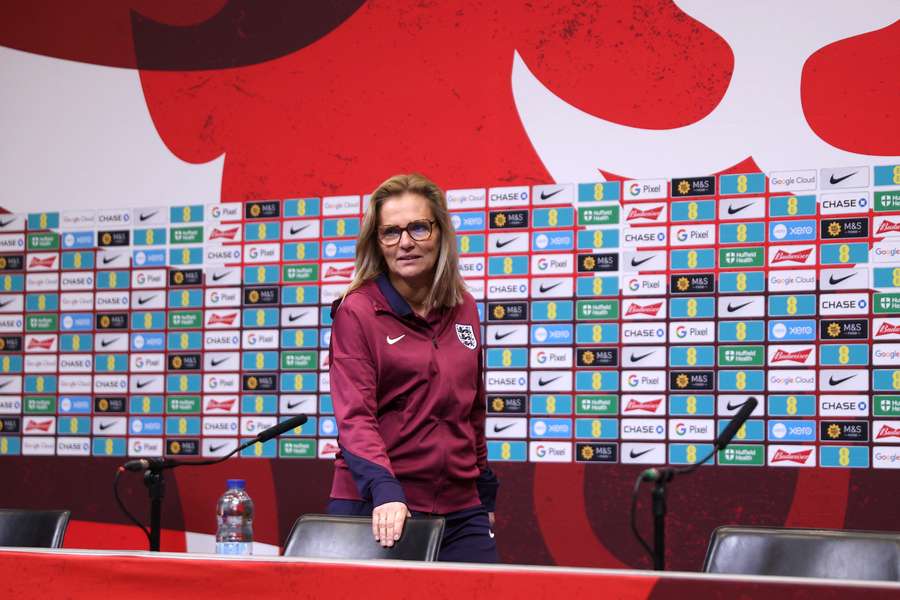 England head coach Sarina Wiegman at a team announcement press conference