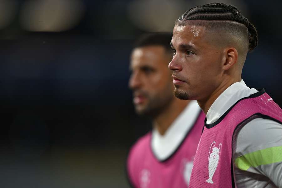 Kalvin Phillips takes part in a training session at the Ataturk Olympic Stadium ahead of the Champions League final