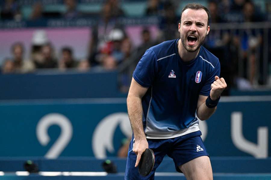Simon Gauzy lors des JO 2024.