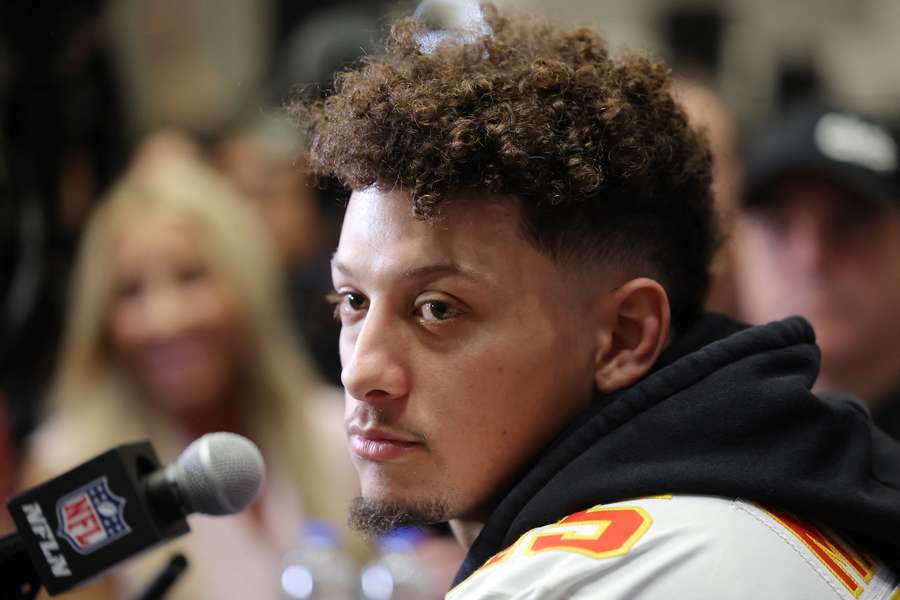 Patrick Mahomes at the Super Bowl LIX media day press conference (2025)