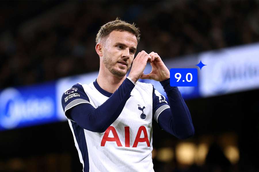 Maddison celebra su segundo gol contra el Manchester City