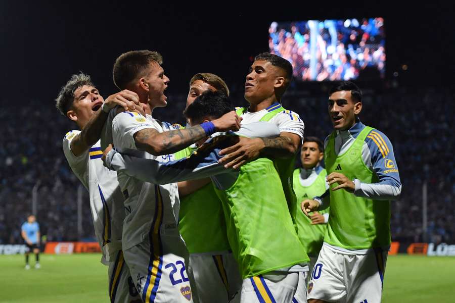 Boca Juniors celebrate their first goal