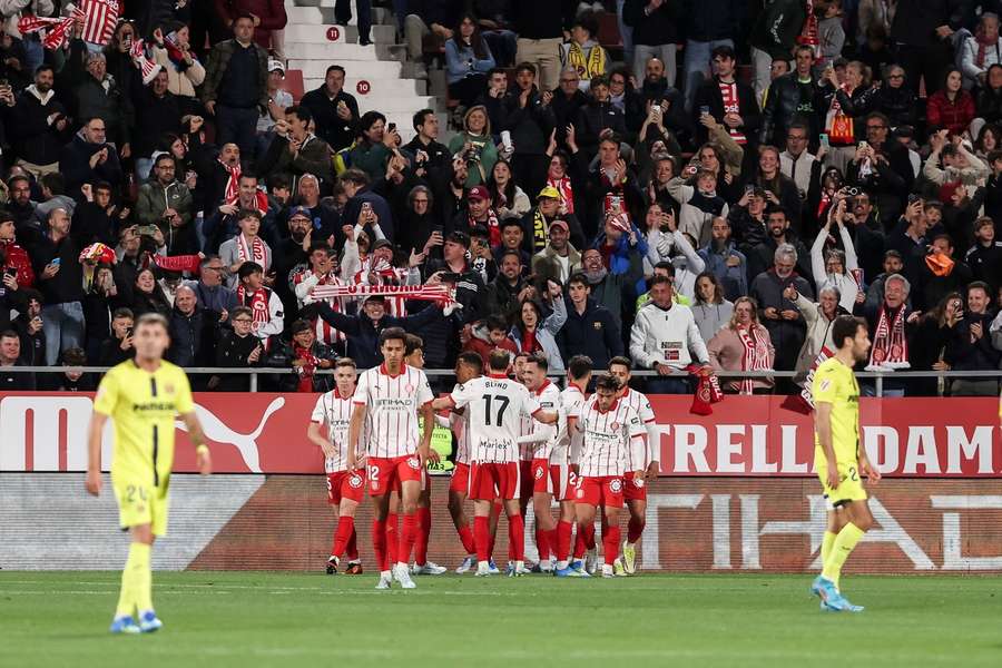 Girona celebrate their goal