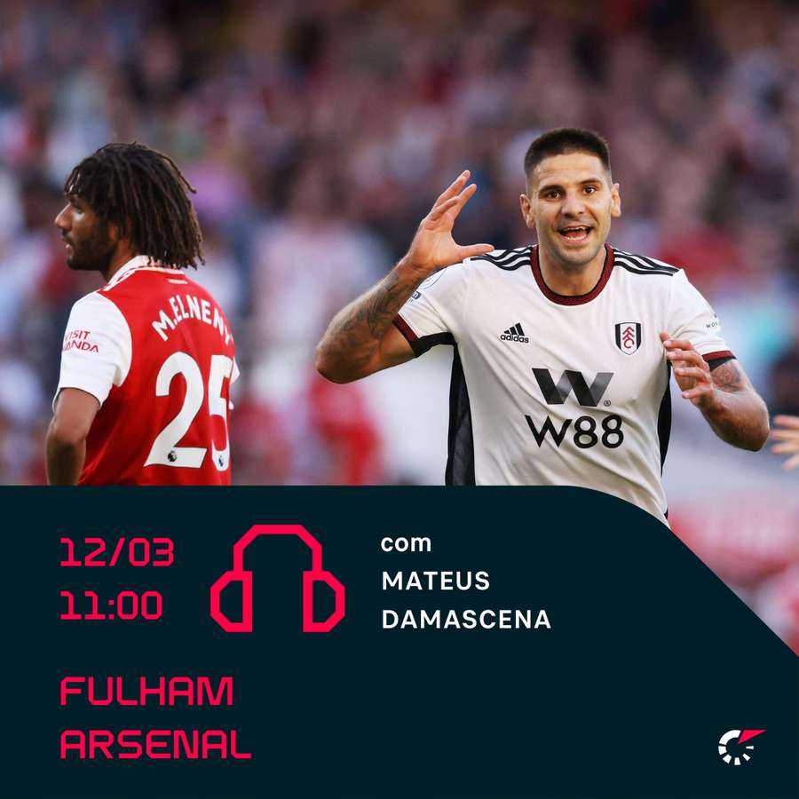 Fulham x Arsenal terá narração ao vivo do Flashscore