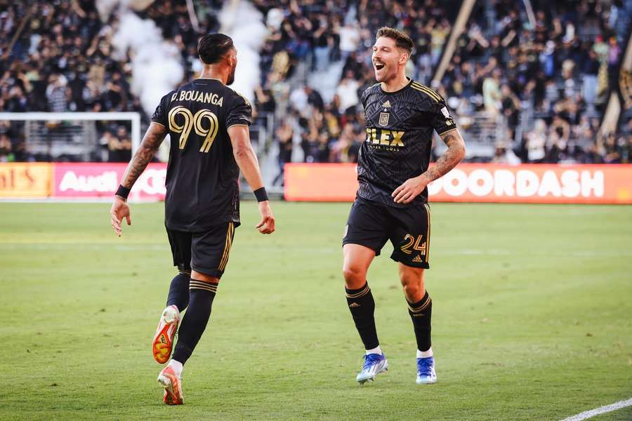 LAFC's Bouanga (L) celebrates his goal