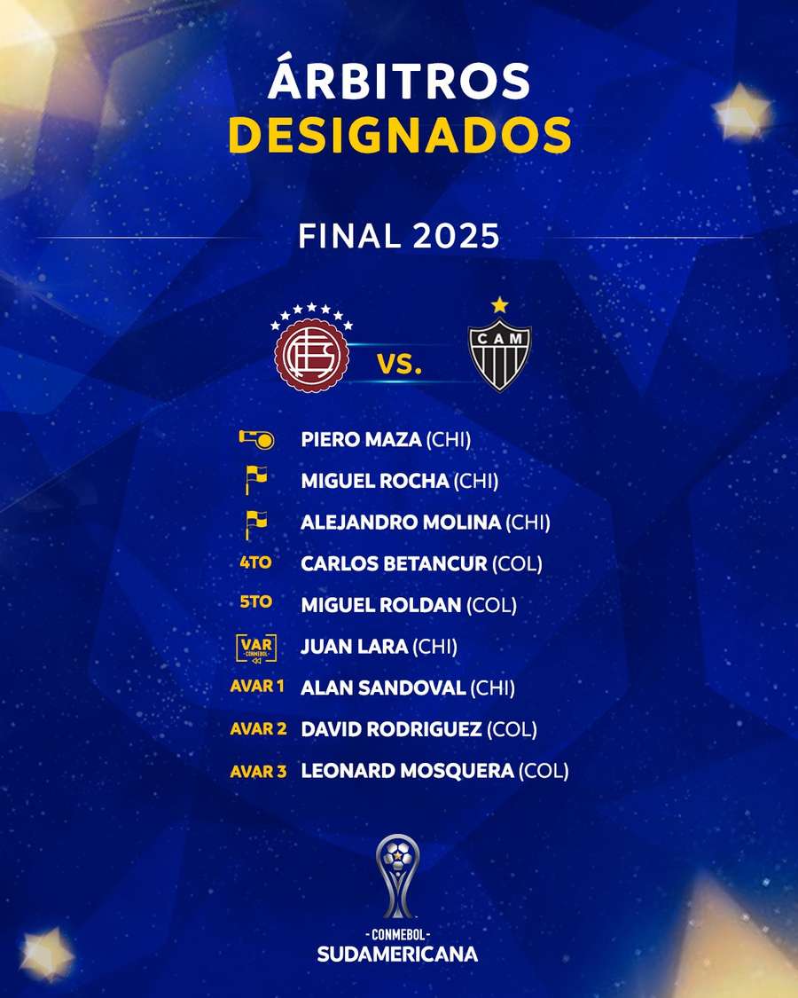 A equipe de arbitragem da final da Copa Sul-Americana