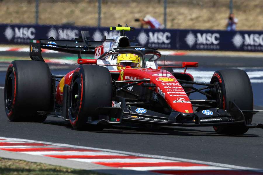 Ferrari's Lewis Hamilton during practice in Hungary