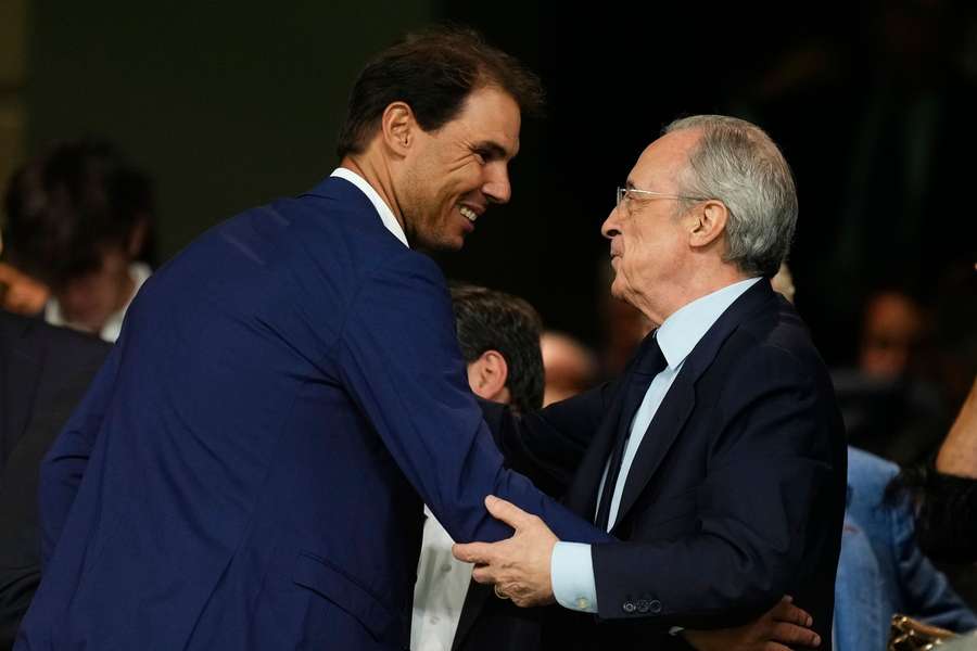 Rafa Nadal și Florentino Perez la meciul dintre Real Madrid CF și Real Sociedad- 17 septembrie 2023.