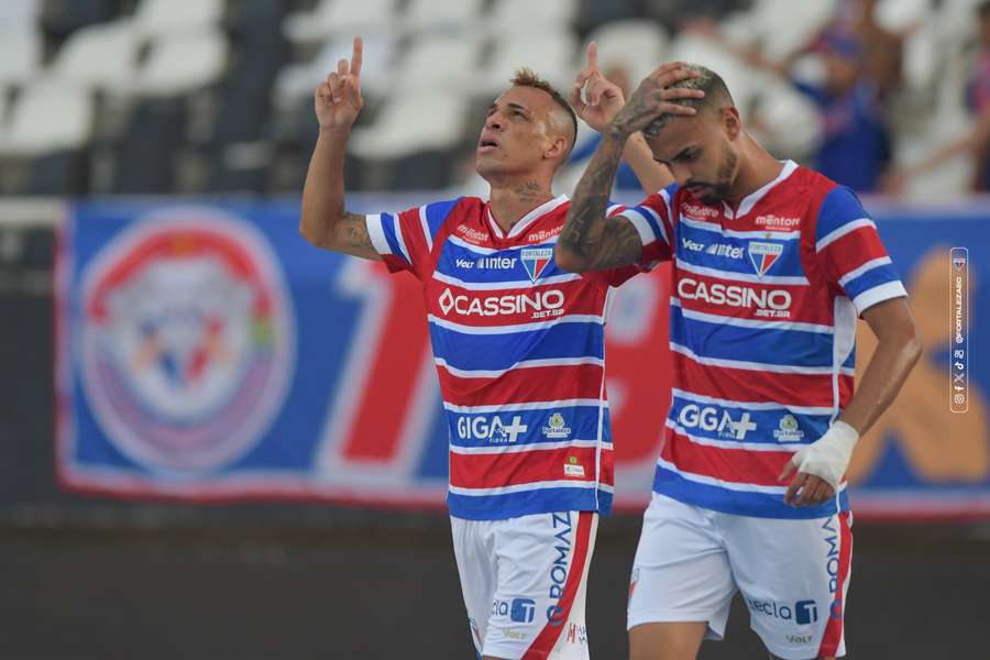 Breno Lopes comemora seu gol pelo Fortaleza Breno Lopes comemora seu gol pelo Fortaleza