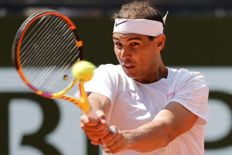 Rafael Nadal takes part in a practice session ahead of the French Open