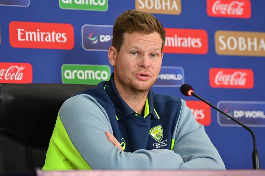 Australia captain Steve Smith talks to reporters ahead of the ICC Champions Trophy 2025 match in Lahore, Pakistan