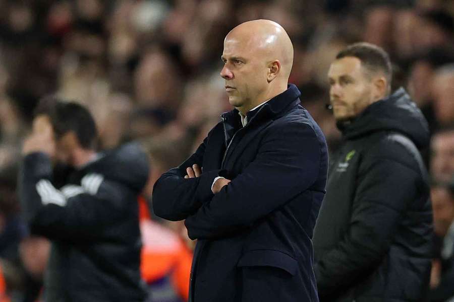 Liverpool manager Arne Slot looks on 