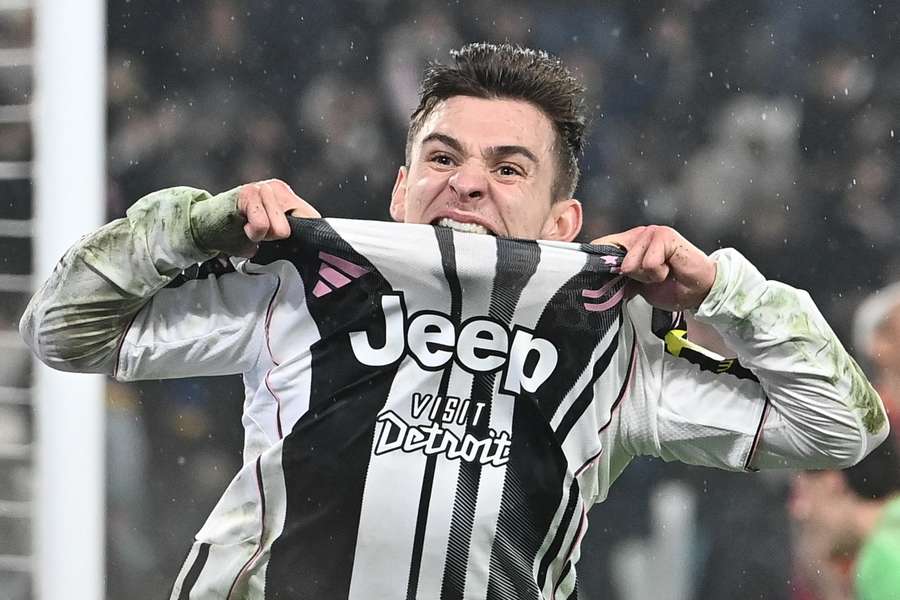 Francisco Conceição celebra tras el gol ante la Roma