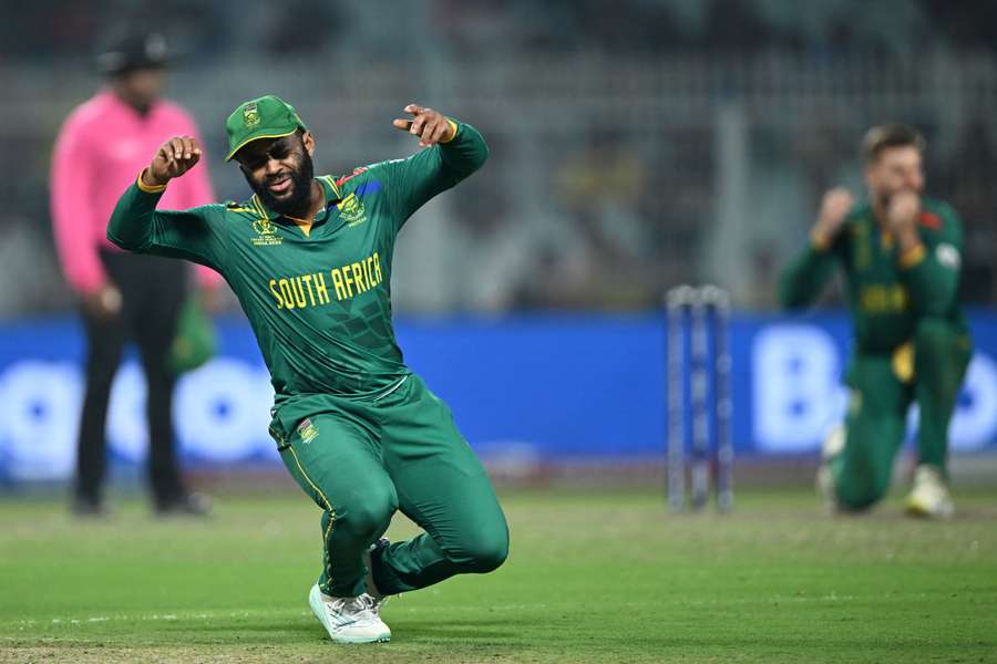 South Africa captain Temba Bavuma reacts during their semi-final defeat to Australia