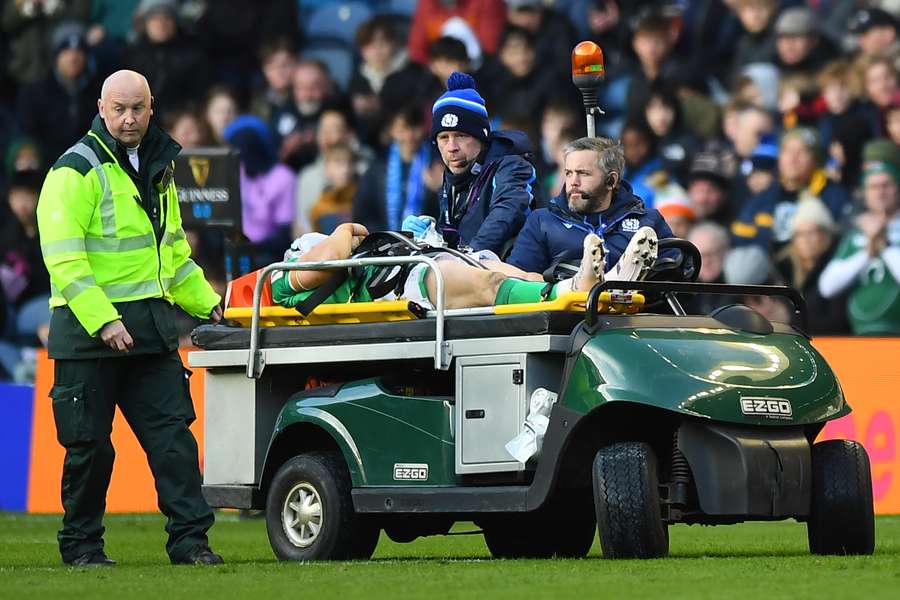 Ringrose is stretchered off during Ireland's game against Scotland