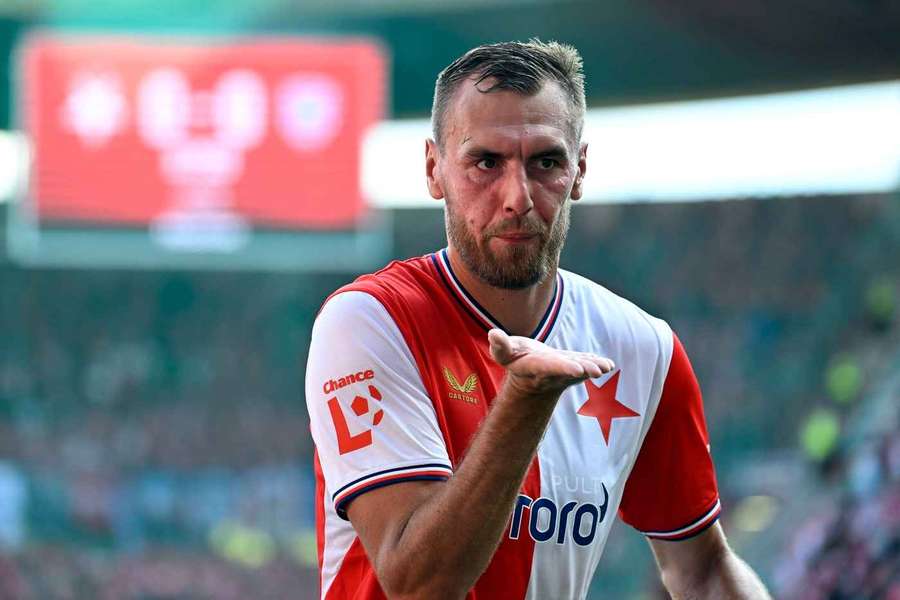Útočník Slavie Tomáš Chorý. Útočník Slavie Tomáš Chorý.
