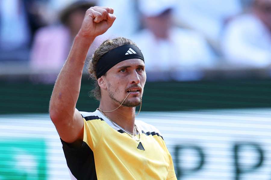 Alexander Zverev celebrates after a point