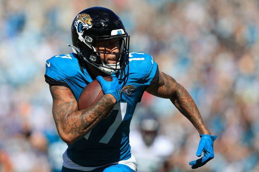 Jags WR Tim Patrick runs for a touchdown in Week 6 against the Seattle Seahawks