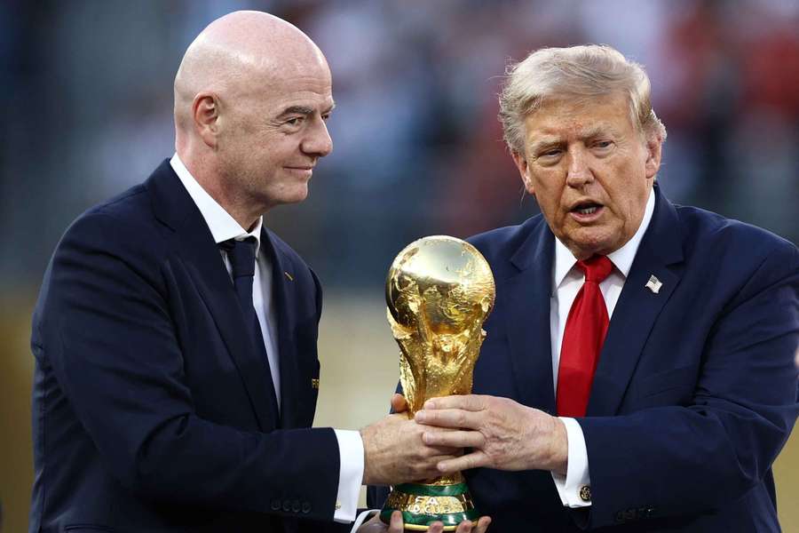 Gianni Infantino (L) with US President Donald Trump at the World Cup final