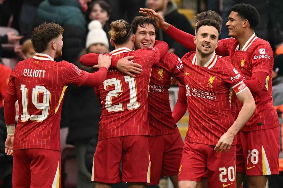 Federico Chiesa celebrates after scoring his first goal for Liverpool