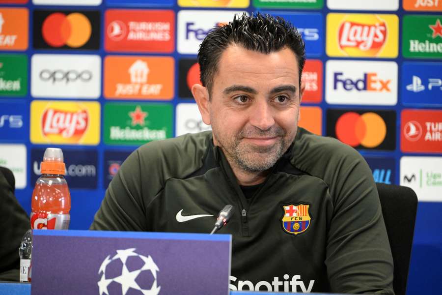 Xavi speaks to the media ahead of Barcelona's match with PSG