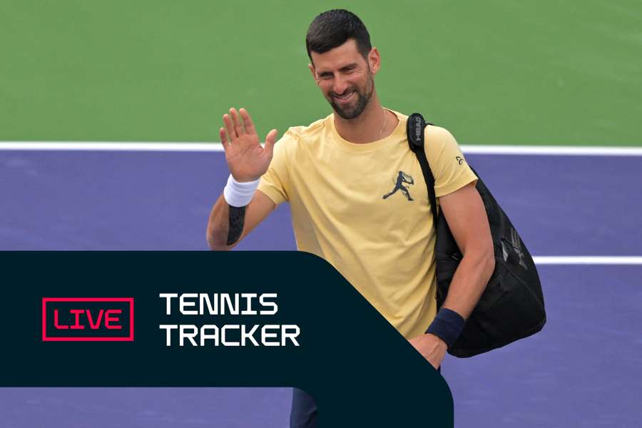 Novak Djokovic alla fine del suo allenamento a Indian Wells