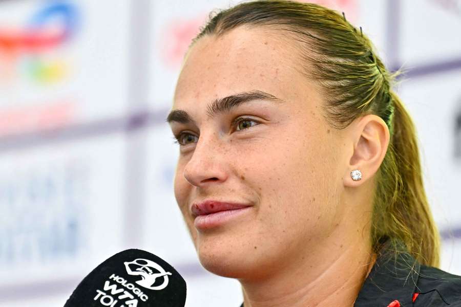 Sabalenka, en la rueda de prensa en Doha