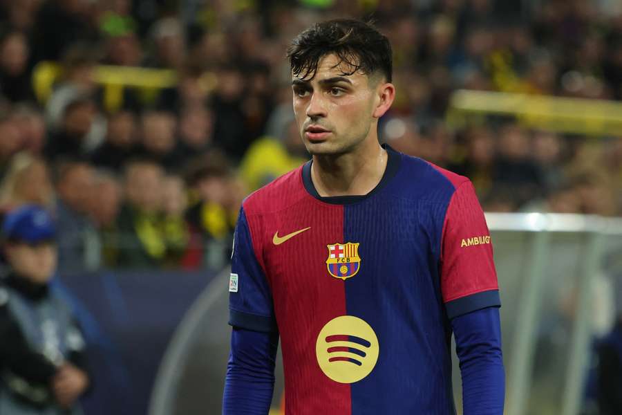 Pedri, en la visita del Barcelona a Dortmund.