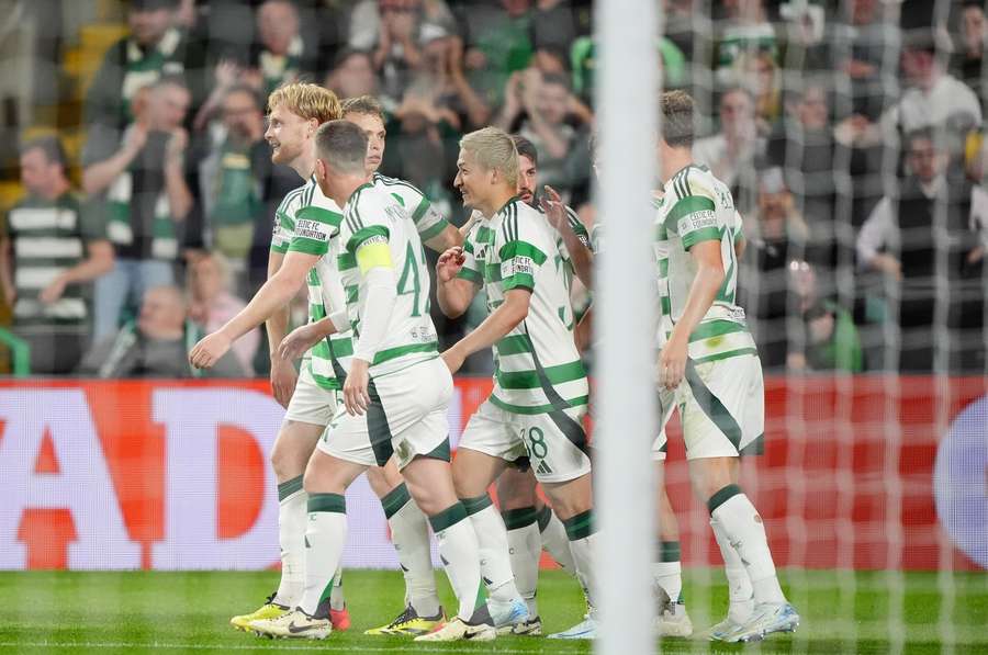 Celtic celebrate after Liam Scales' opening goal