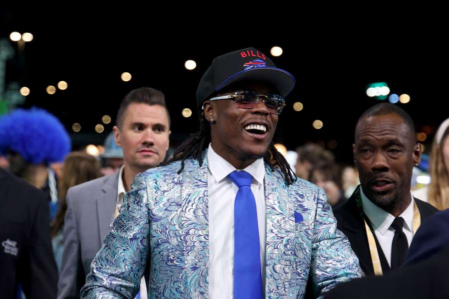 Maxwell Hairston reacts to being selected by the Buffalo Bills at the 2025 NFL Draft