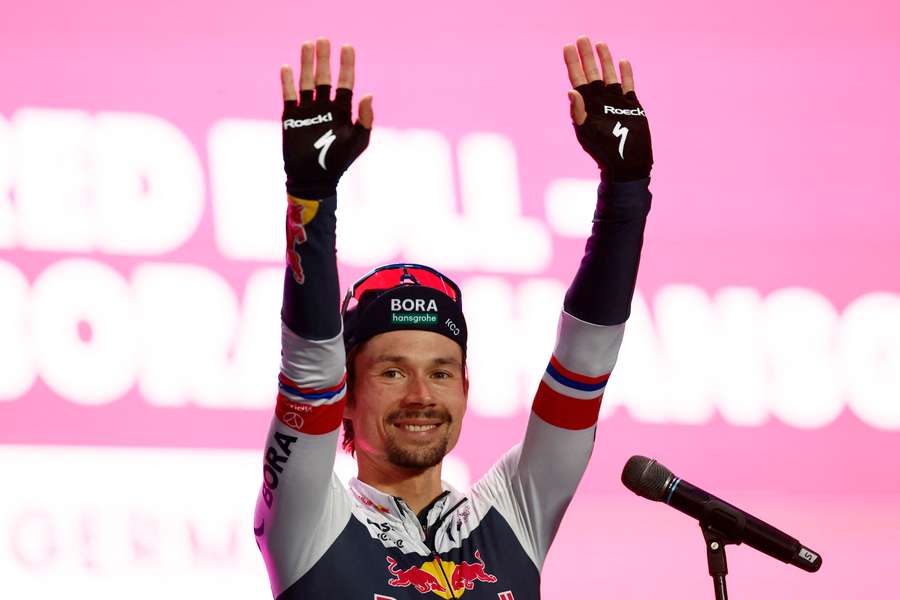 Roglic lors de la présentation du Giro mercredi.