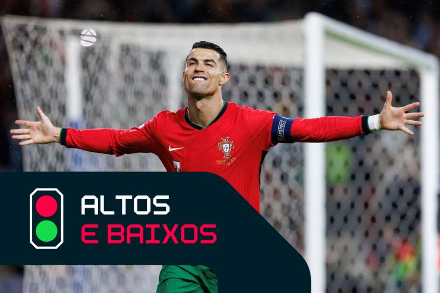 Cristiano Ronaldo festeja o golo da vitória de Portugal sobre a Polónia