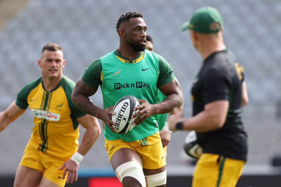 Siya Kolisi trains during a captains' run (not as the captain!) in Auckland on Friday.