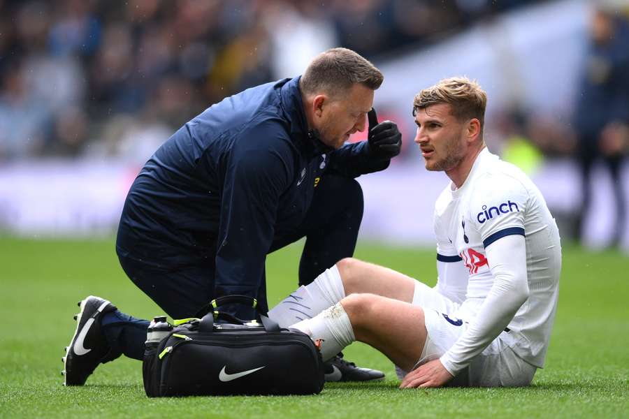 Timo Werner was taken off injured in the first half of Tottenham's defeat to Arsenal