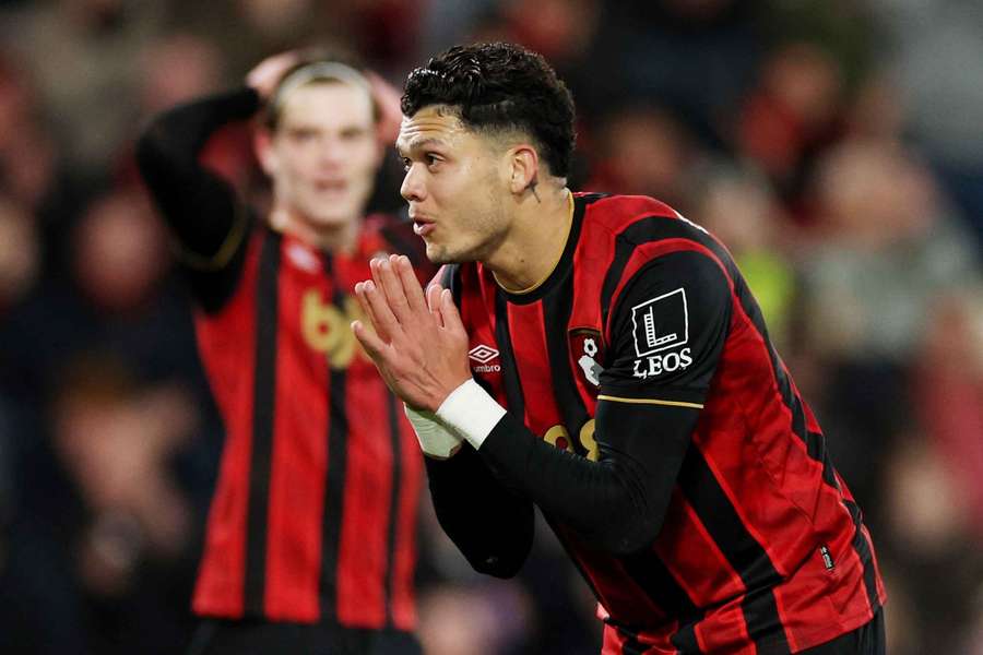 Bournemouth's Evanilson reacts during the 0-0 draw