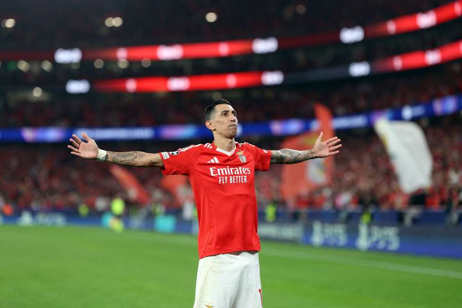 Benfica midfielder Angel Di Maria celebrates scoring his team's second goal