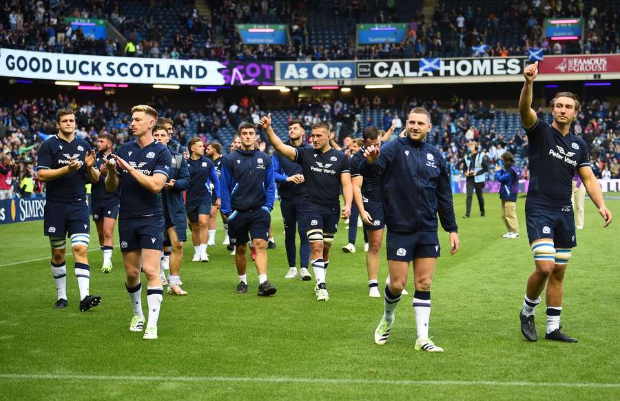 Scotland players take part in a lap of honour