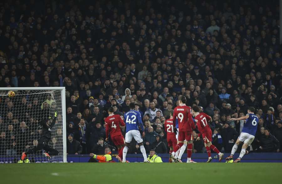 Everton's James Tarkowski scores an injury-time equaliser against Liverpool in a 2-2 draw in February 2025 Everton's James Tarkowski scores an injury-time equaliser against Liverpool in a 2-2 draw in February 2025