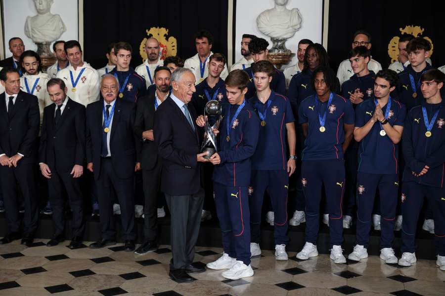 O Presidente da República, Marcelo Rebelo de Sousa na receção à Seleção Nacional de Sub-17 O Presidente da República, Marcelo Rebelo de Sousa na receção à Seleção Nacional de Sub-17