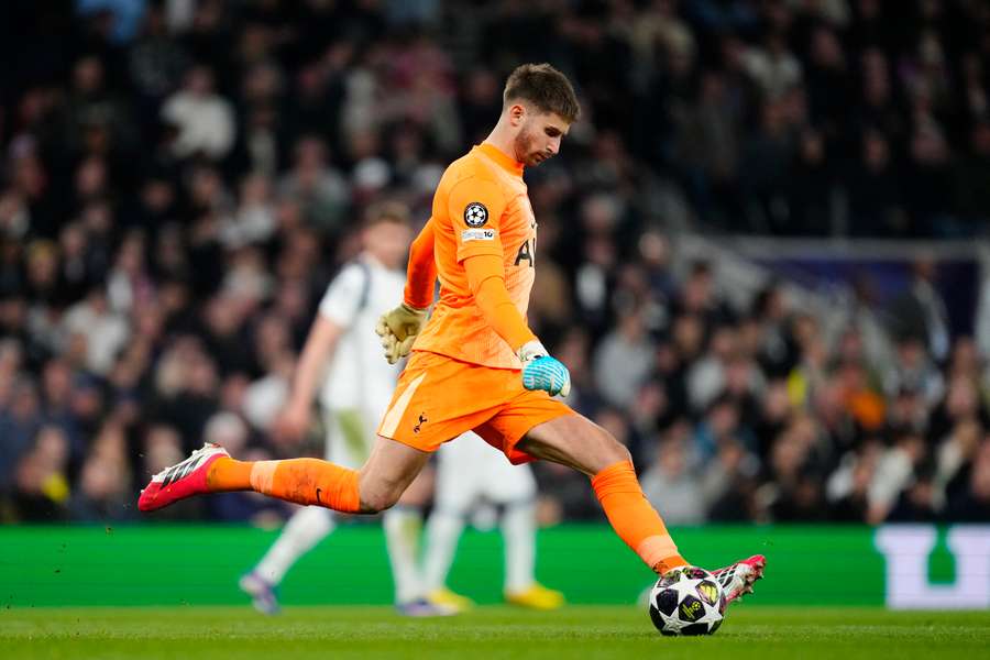 Vicario in action for Tottenham