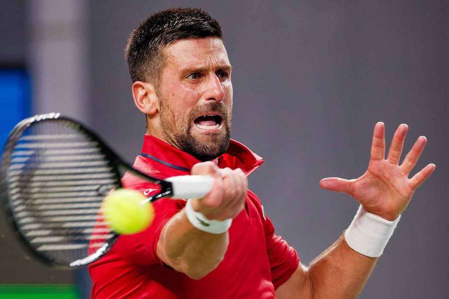 Novak Djokovic in action in Shanghai