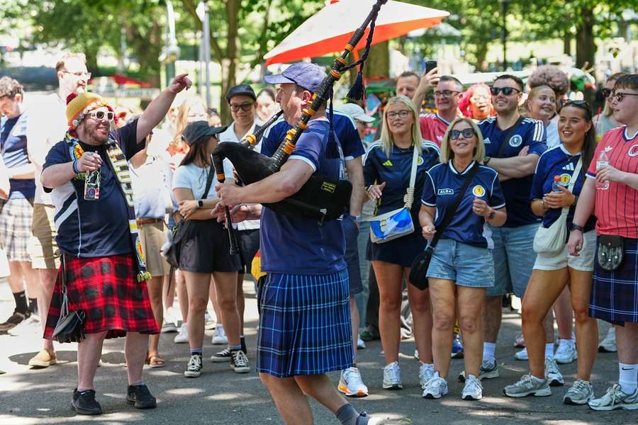 Scottish fans celebrate ahead of their opening match in Boston last week. The Tartan Army has been credited for spreading joy in the city