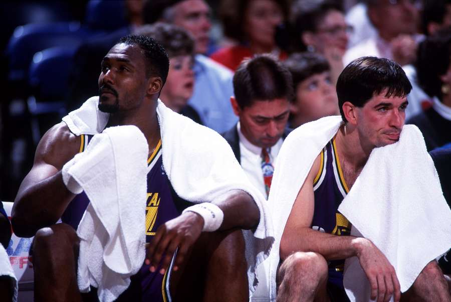 Indissociables Karl Malone et John Stockton. Indissociables Karl Malone et John Stockton.