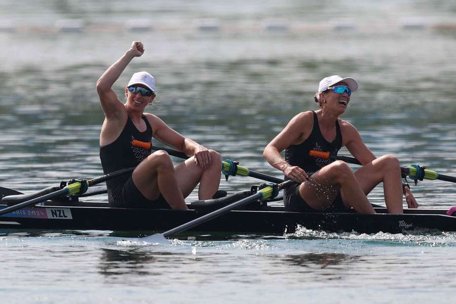 Brooke Francis and Lucy Spoors celebrate their victory