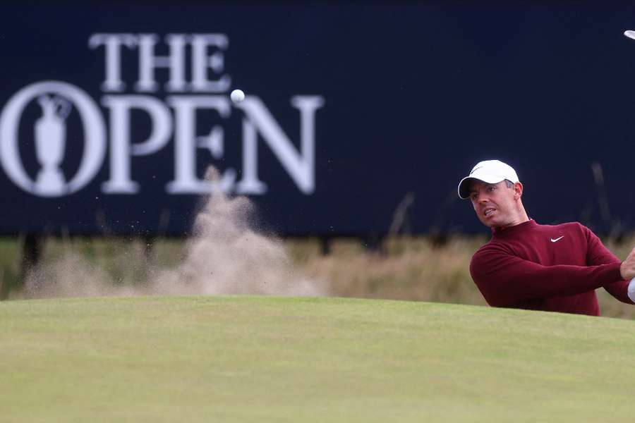 McIlroy in action during a practice round in Liverpool