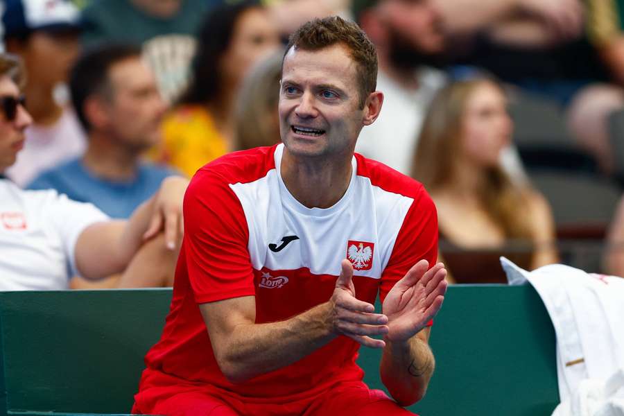 Mariusz Fyrstenberg podczas meczu Polska – Australia w Pucharze Davisa Mariusz Fyrstenberg podczas meczu Polska – Australia w Pucharze Davisa
