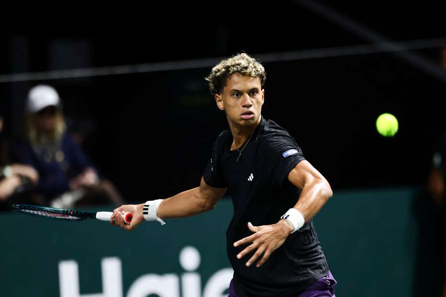 Gabriel Diallo during the match against Tallon Griekspoor at the Rolex Paris Masters Gabriel Diallo during the match against Tallon Griekspoor at the Rolex Paris Masters