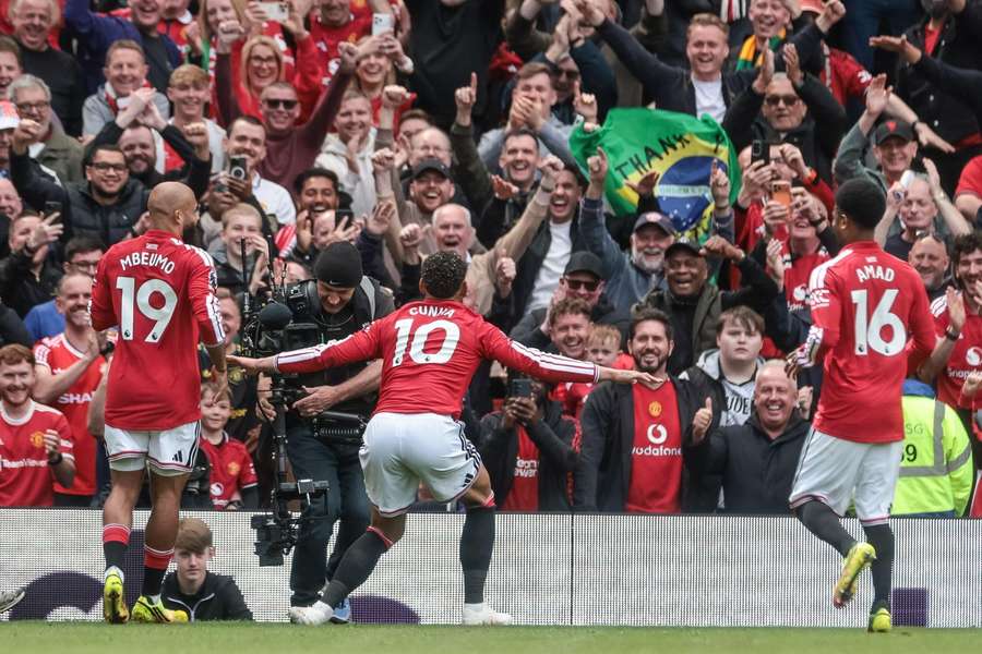Manchester United's Matheus Cunha scored after the ball hit Bryan Mbeumo's arm in the build-up